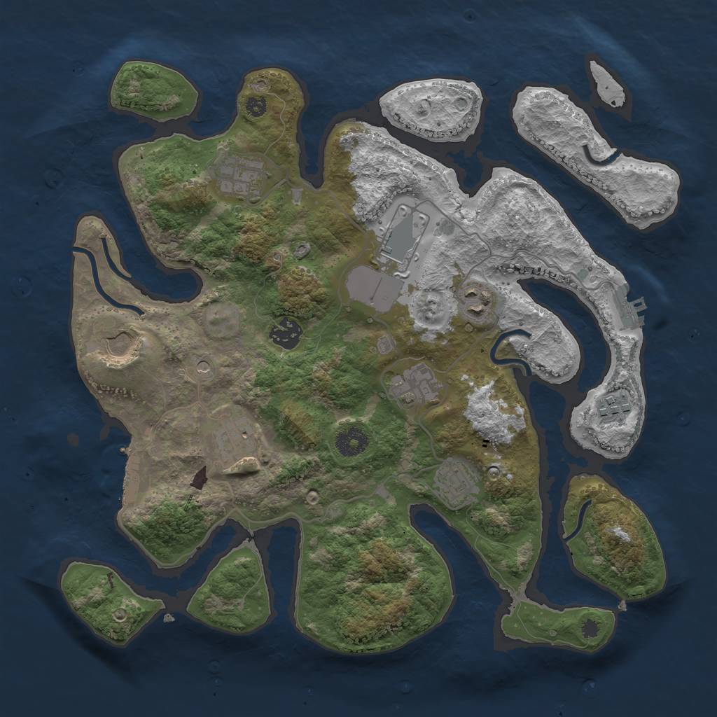 Rust Map: Procedural Map, Size: 3500, Seed: 1884066528, 14 Monuments