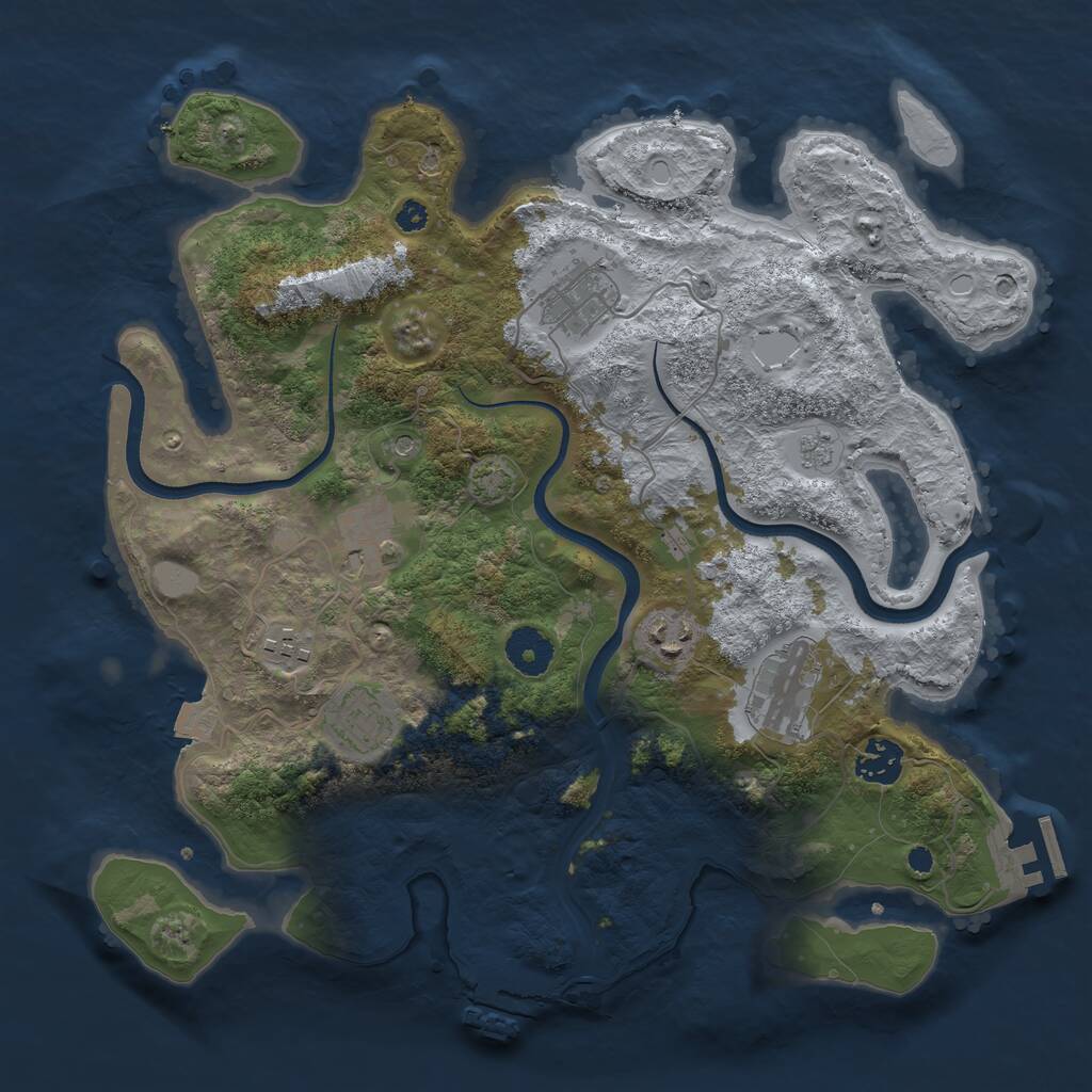 Rust Map: Procedural Map, Size: 3500, Seed: 1884066528, 13 Monuments