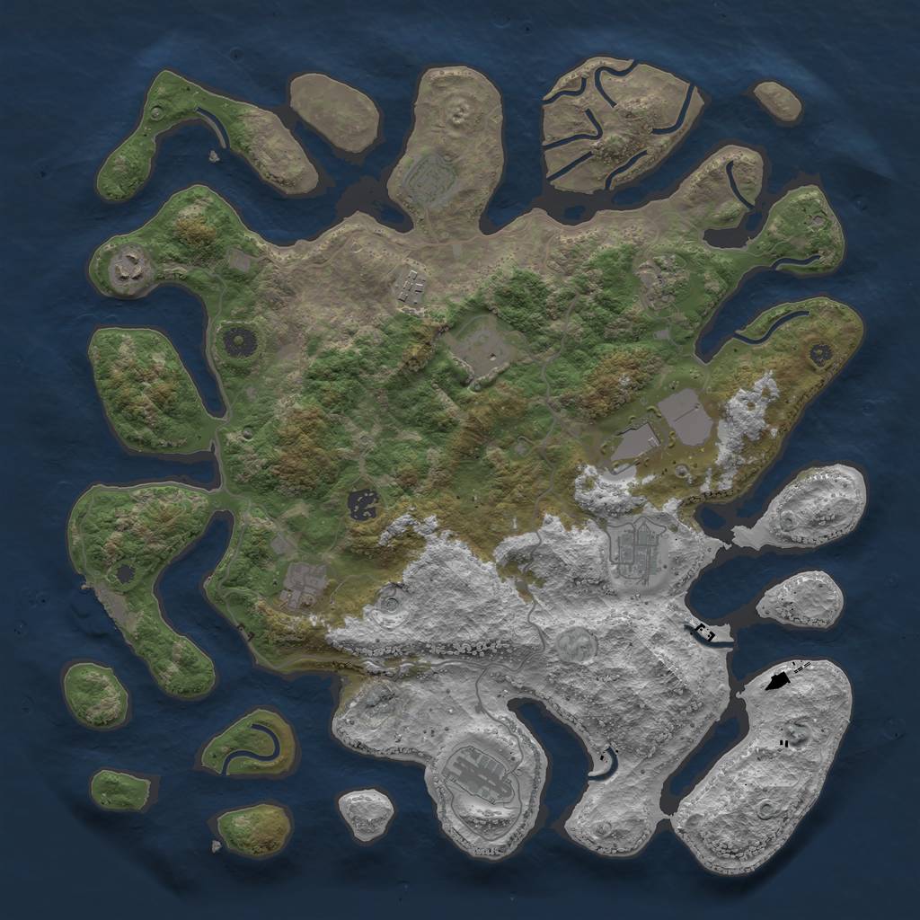 Rust Map: Procedural Map, Size: 4250, Seed: 1886359656, 14 Monuments
