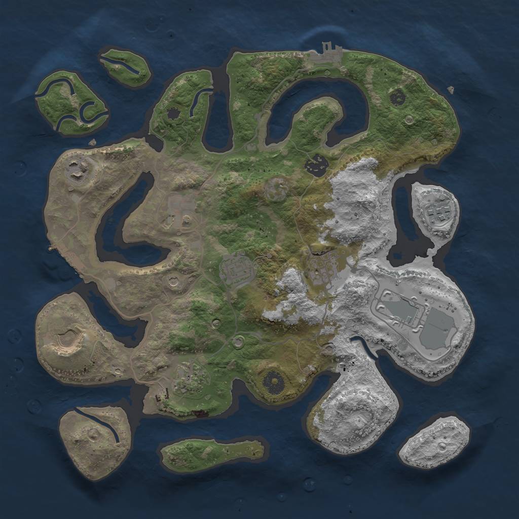 Rust Map: Procedural Map, Size: 3500, Seed: 2066113857, 14 Monuments