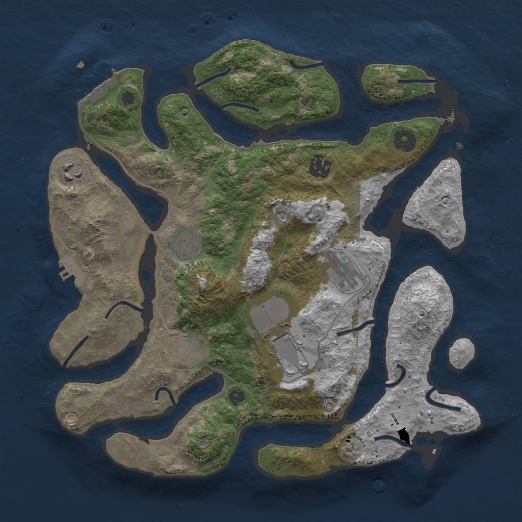 Rust Map: Procedural Map, Size: 3500, Seed: 689046, 11 Monuments