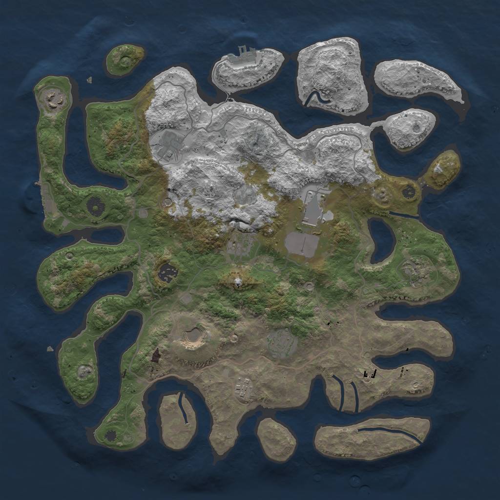 Rust Map: Procedural Map, Size: 4000, Seed: 227857, 14 Monuments