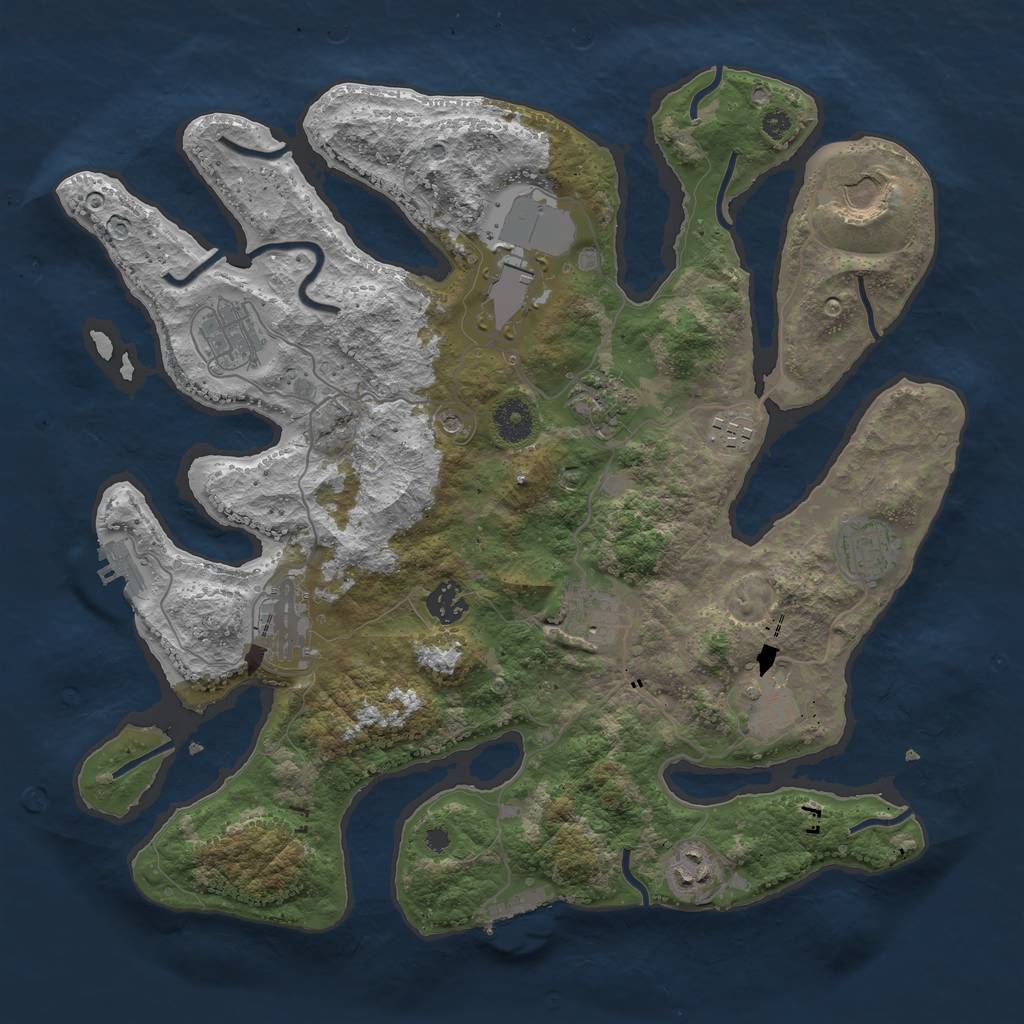 Rust Map: Procedural Map, Size: 3750, Seed: 1961372416, 16 Monuments