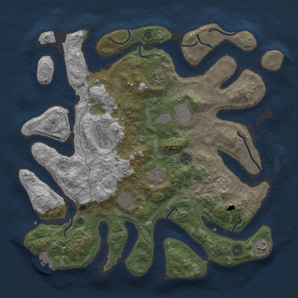Rust Map: Procedural Map, Size: 4000, Seed: 565981, 12 Monuments