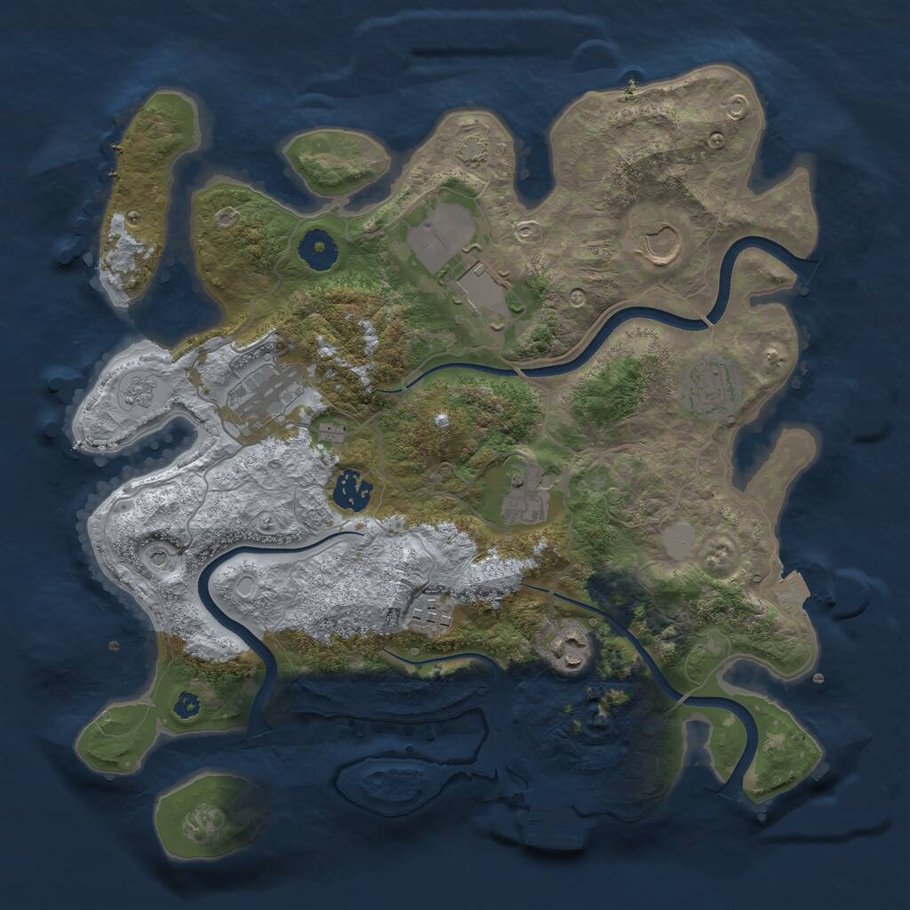 Rust Map: Procedural Map, Size: 3500, Seed: 421855421, 13 Monuments