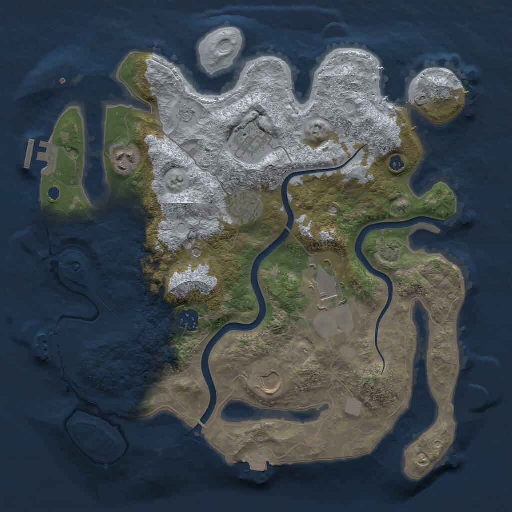 Rust Map: Procedural Map, Size: 3500, Seed: 526040, 12 Monuments