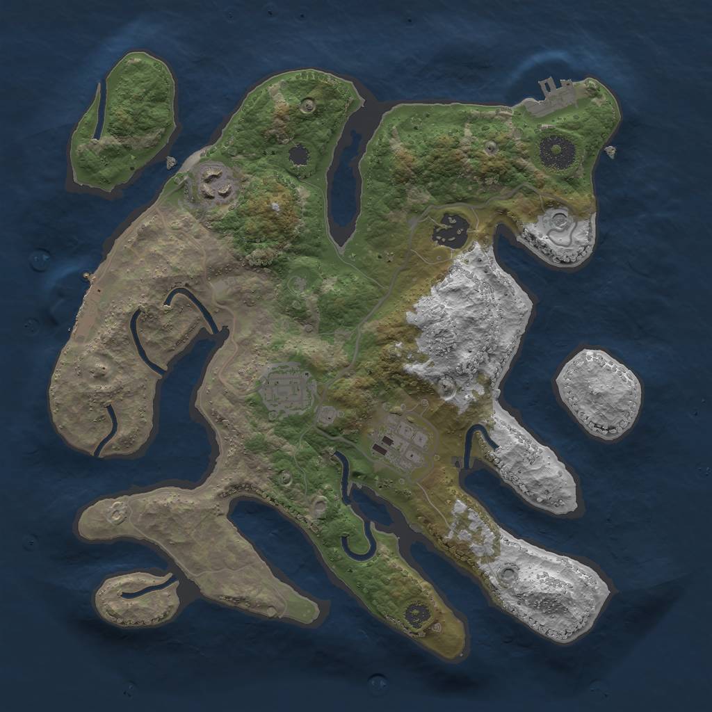 Rust Map: Procedural Map, Size: 3000, Seed: 578954, 9 Monuments