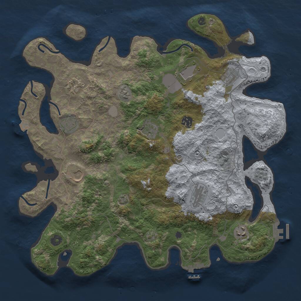 Rust Map: Procedural Map, Size: 4000, Seed: 123123, 16 Monuments