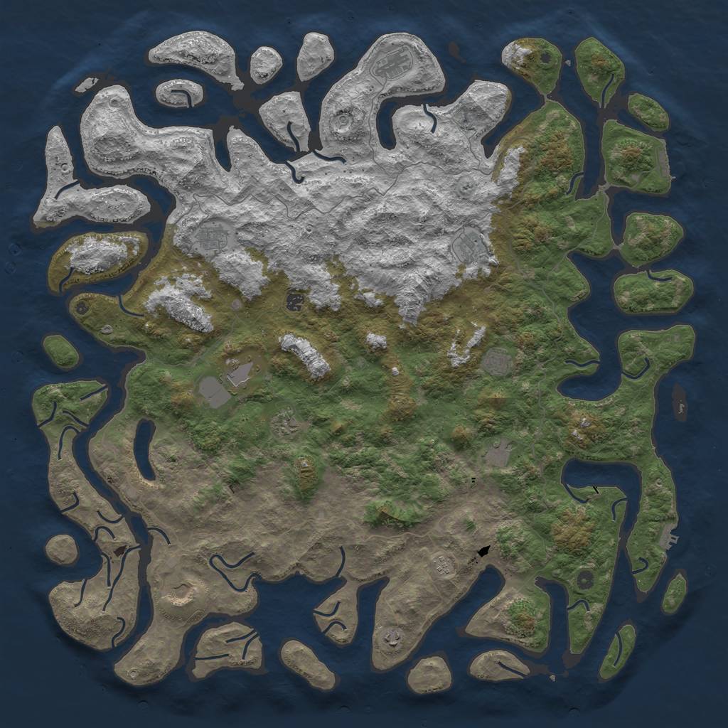 Rust Map: Procedural Map, Size: 5999, Seed: 180, 16 Monuments