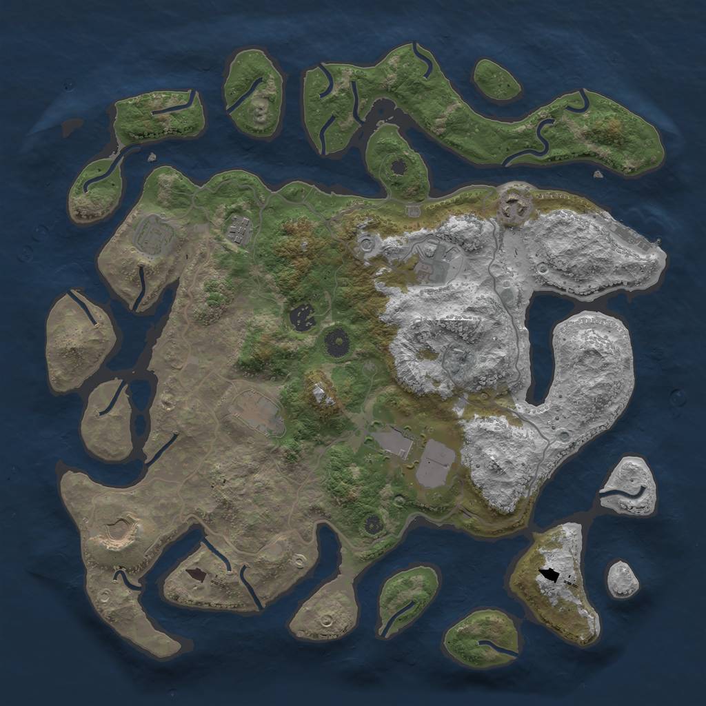 Rust Map: Procedural Map, Size: 4000, Seed: 421532, 12 Monuments