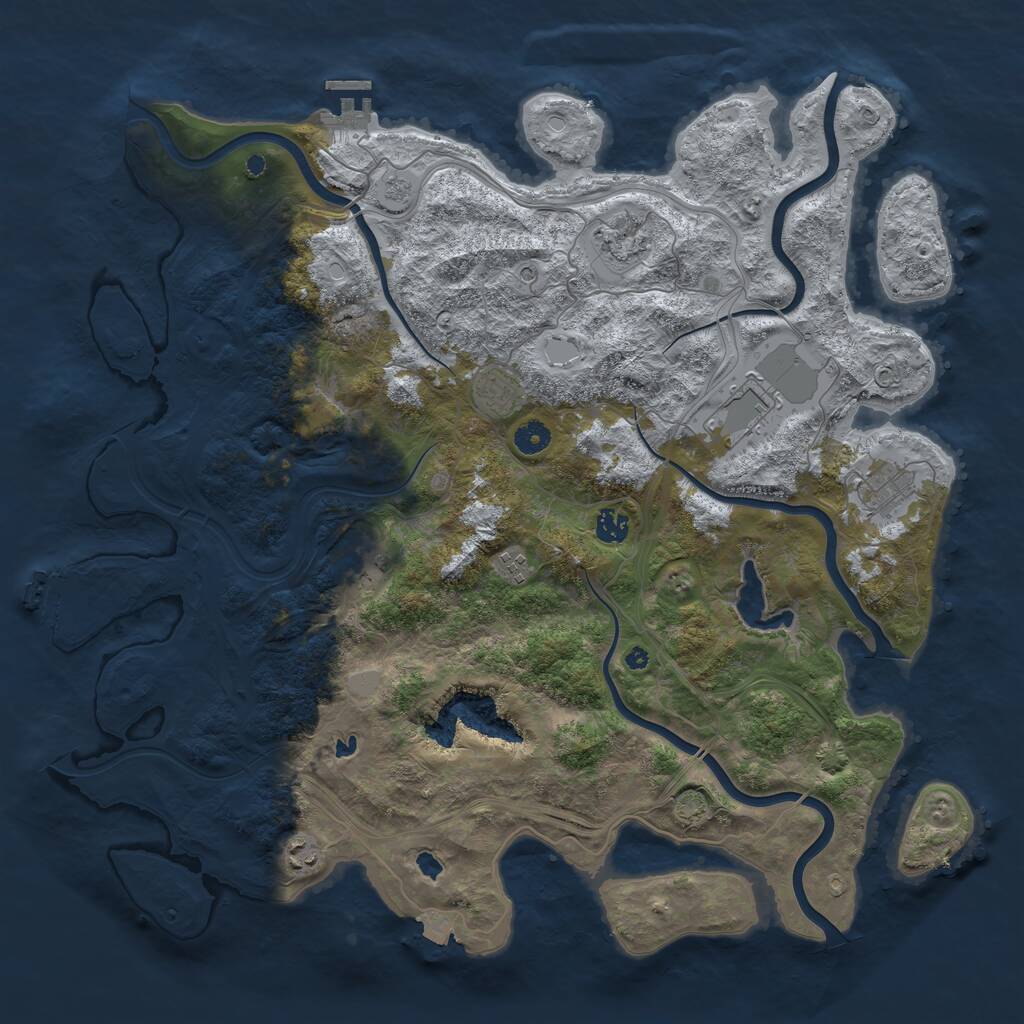 Rust Map: Procedural Map, Size: 4500, Seed: 1365014509, 14 Monuments