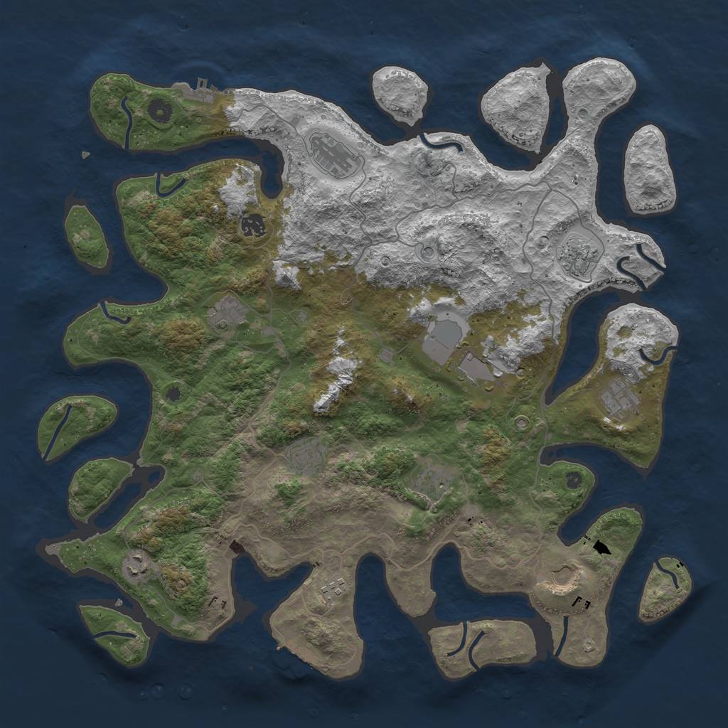 Rust Map: Procedural Map, Size: 4500, Seed: 1365014509, 16 Monuments