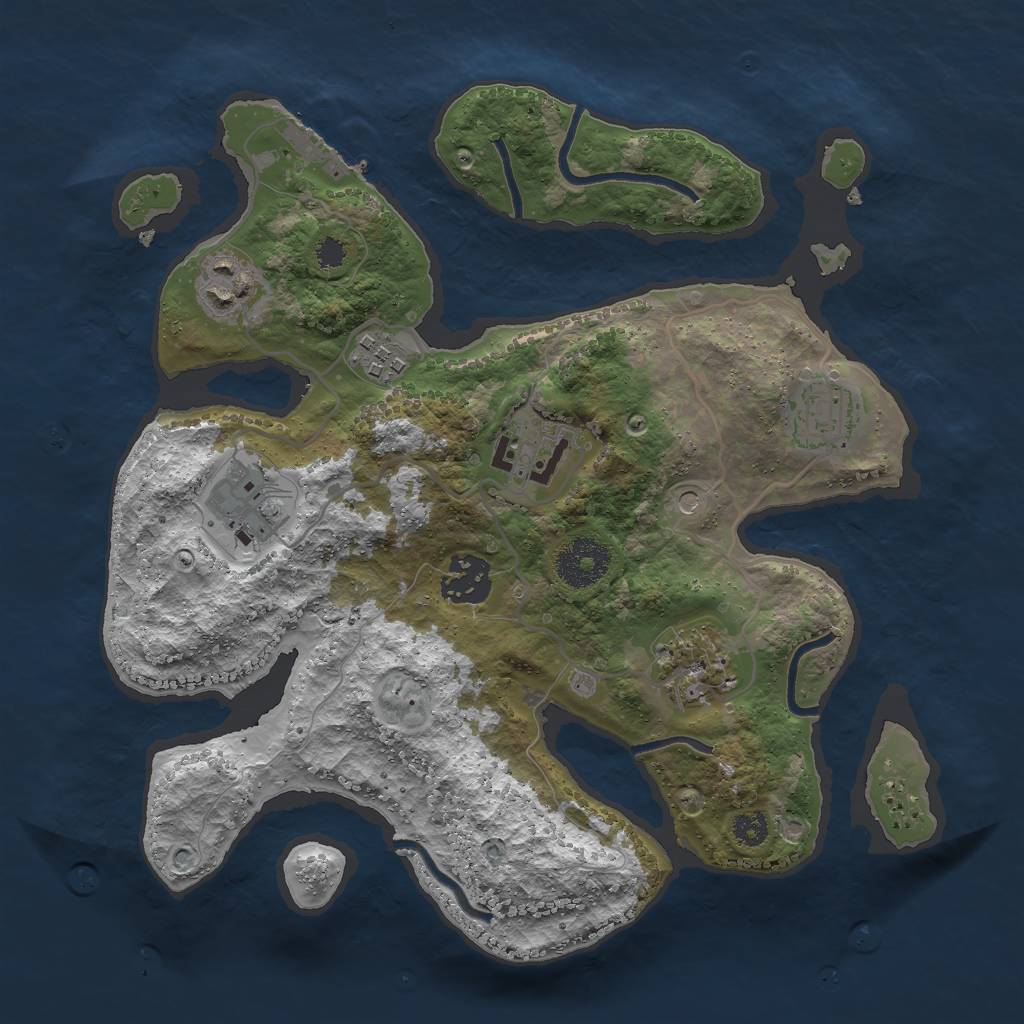 Rust Map: Procedural Map, Size: 3000, Seed: 1477801087, 11 Monuments