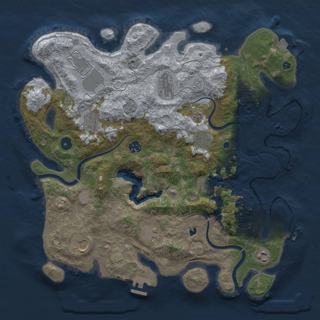 Rust Map: Procedural Map, Size: 4000, Seed: 596510, 16 Monuments