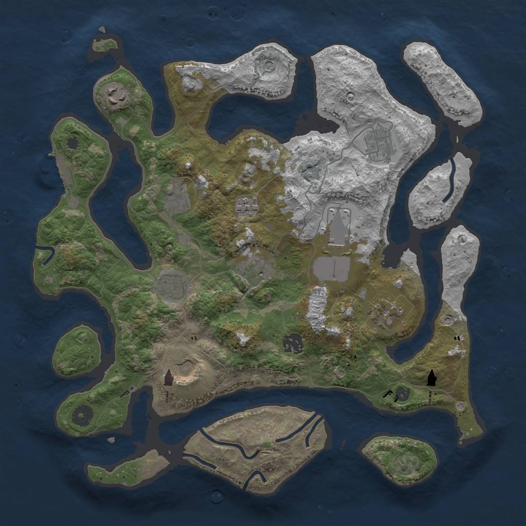 Rust Map: Procedural Map, Size: 3750, Seed: 138423, 14 Monuments