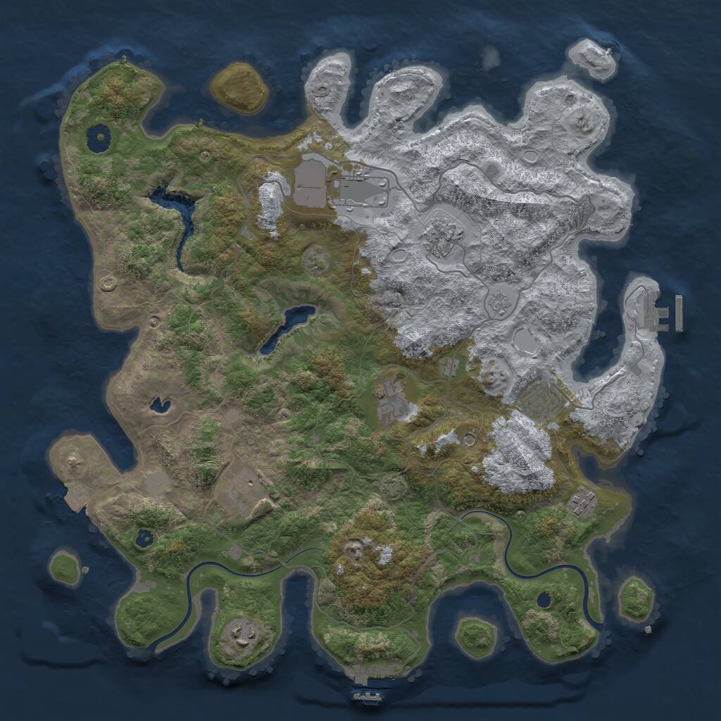 Rust Map: Procedural Map, Size: 4000, Seed: 381960159, 13 Monuments