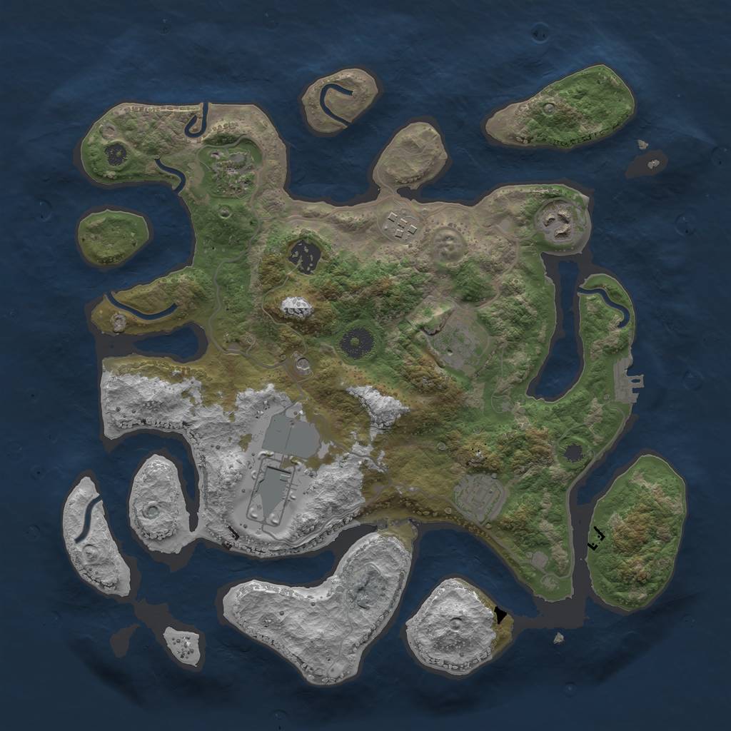 Rust Map: Procedural Map, Size: 3500, Seed: 4348354, 11 Monuments