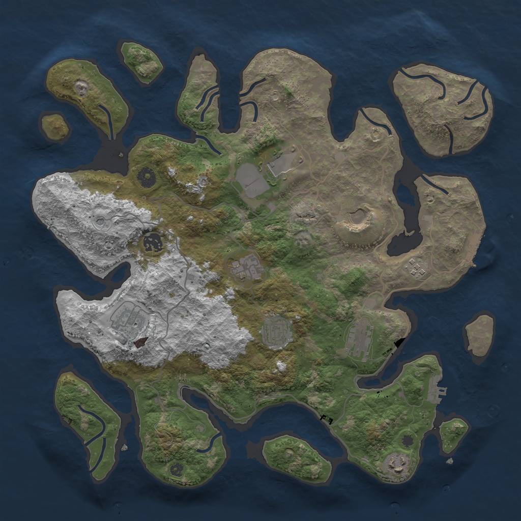 Rust Map: Procedural Map, Size: 4000, Seed: 232794107, 14 Monuments