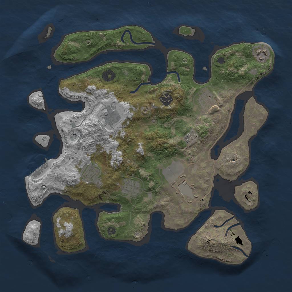 Rust Map: Procedural Map, Size: 3500, Seed: 203441998, 12 Monuments