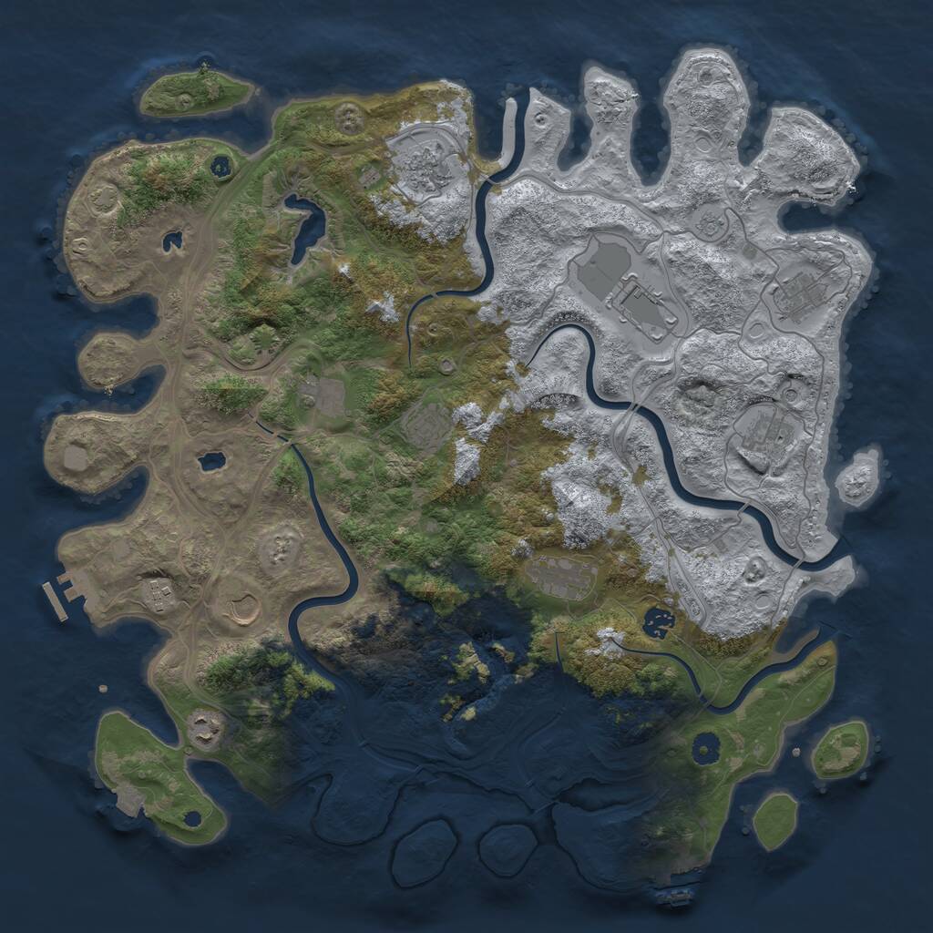 Rust Map: Procedural Map, Size: 4500, Seed: 617321552, 17 Monuments
