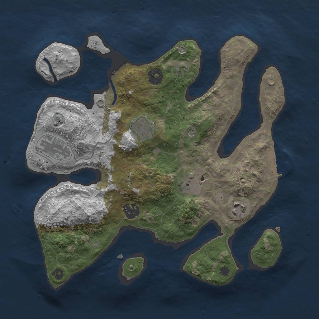 Rust Map: Procedural Map, Size: 3000, Seed: 1153684783, 9 Monuments