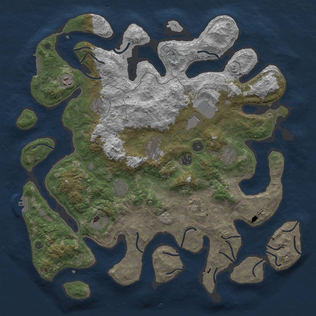 Rust Map: Procedural Map, Size: 4500, Seed: 739537, 15 Monuments