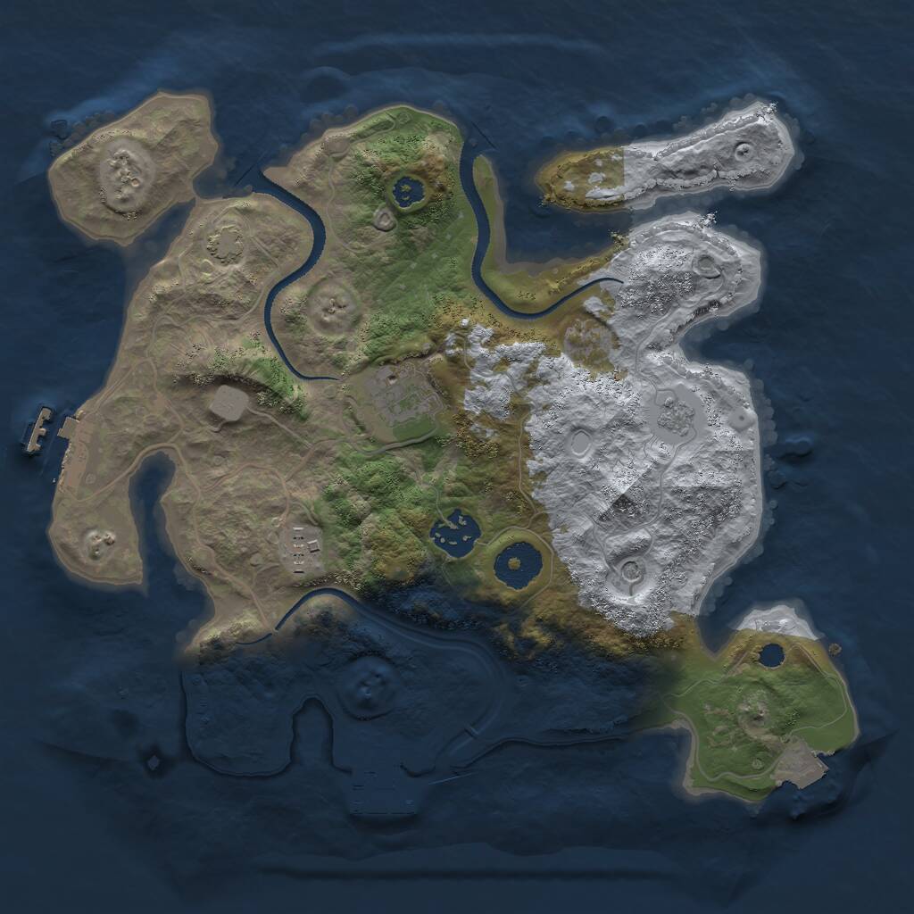 Rust Map: Procedural Map, Size: 3000, Seed: 1151590454, 9 Monuments
