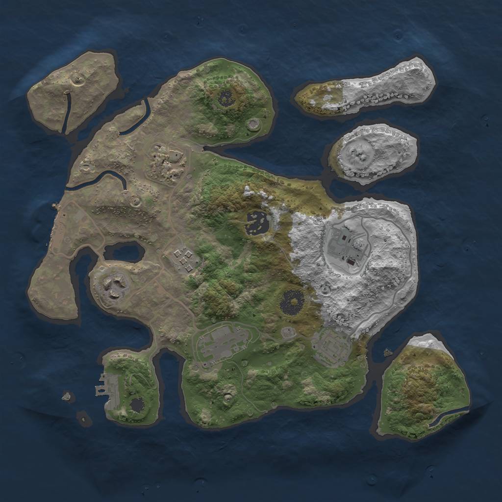 Rust Map: Procedural Map, Size: 3000, Seed: 1151590454, 11 Monuments