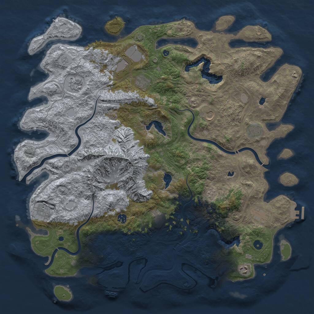 Rust Map: Procedural Map, Size: 5000, Seed: 7654321, 17 Monuments