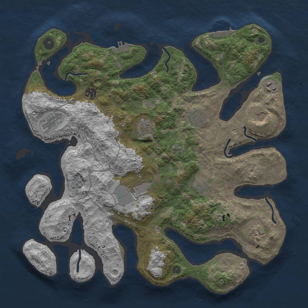 Rust Map: Procedural Map, Size: 4000, Seed: 129760, 15 Monuments