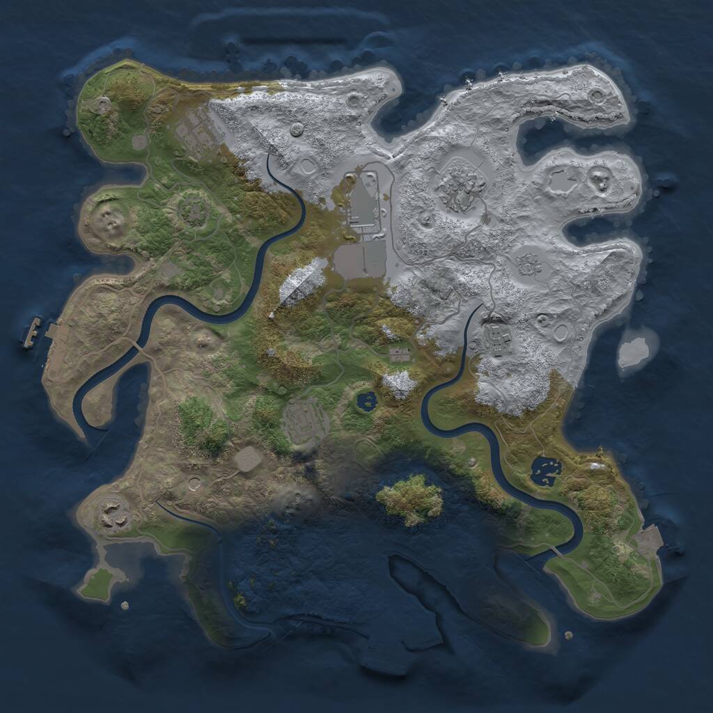 Rust Map: Procedural Map, Size: 3500, Seed: 499099847, 13 Monuments