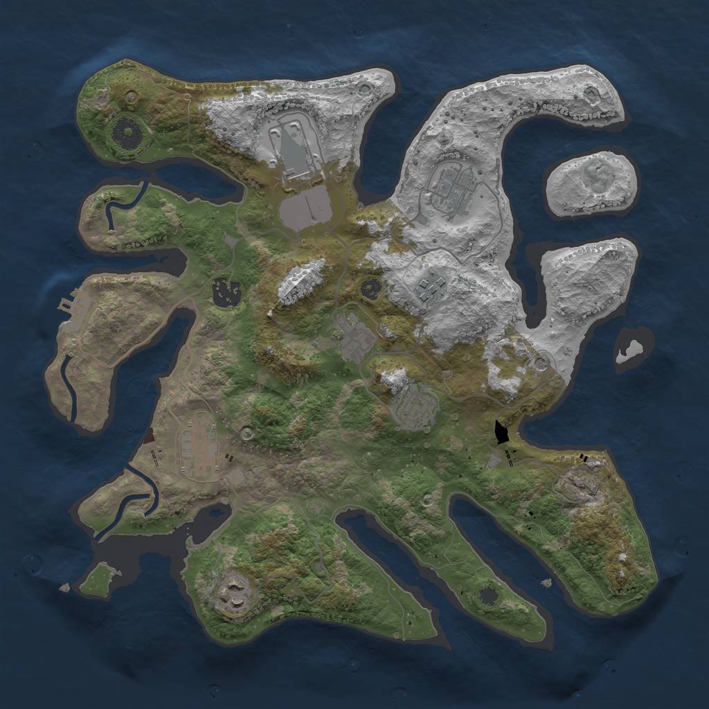 Rust Map: Procedural Map, Size: 3500, Seed: 499099847, 12 Monuments