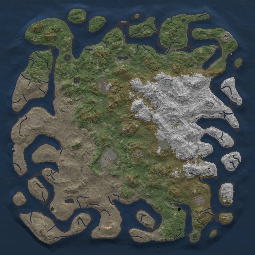 Rust Map: Procedural Map, Size: 6000, Seed: 1672398, 15 Monuments