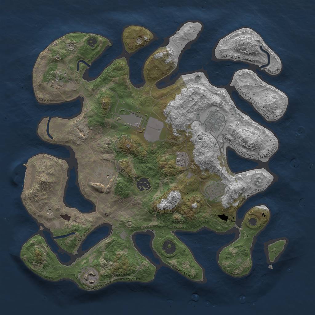 Rust Map: Procedural Map, Size: 3500, Seed: 453635, 12 Monuments