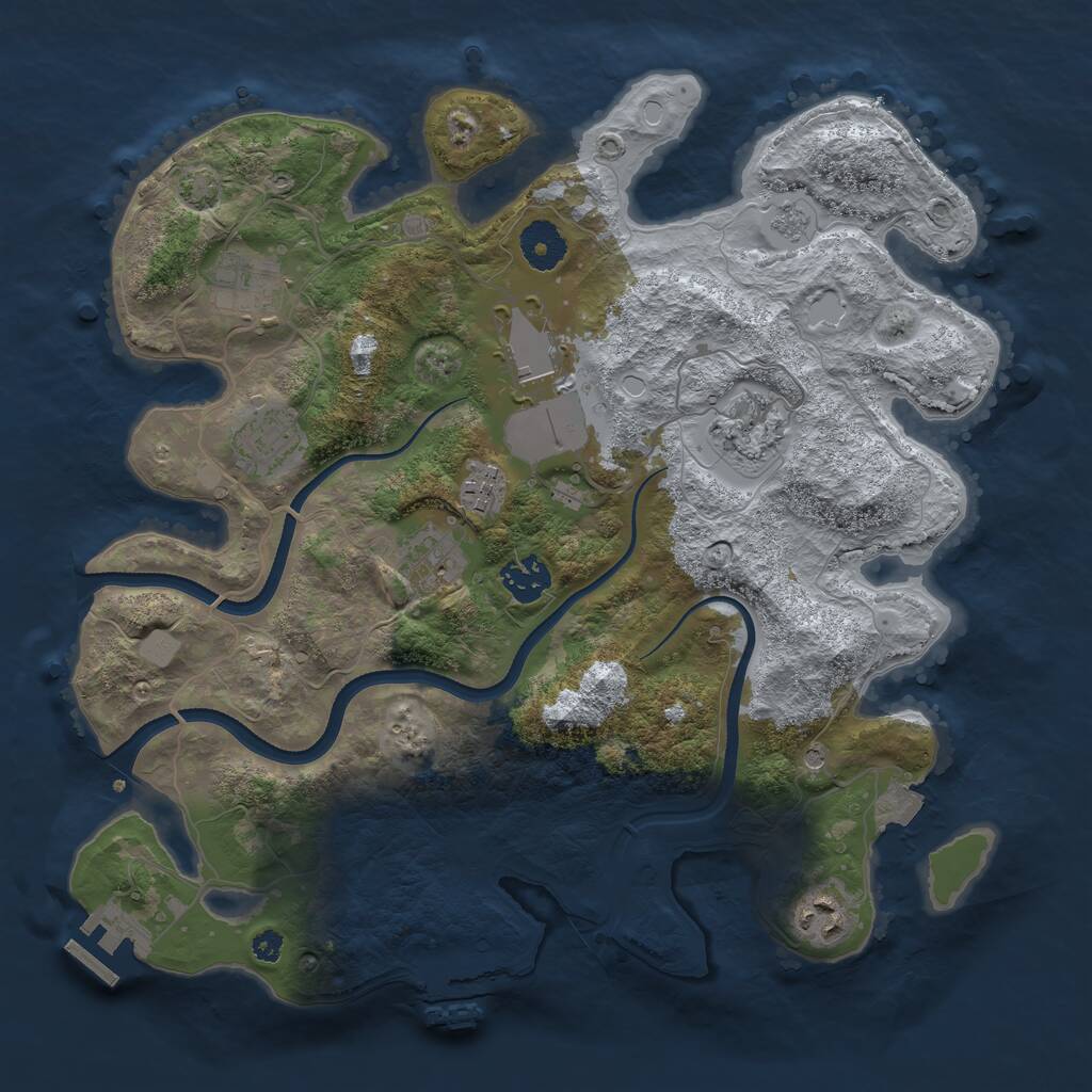 Rust Map: Procedural Map, Size: 3500, Seed: 453635, 14 Monuments
