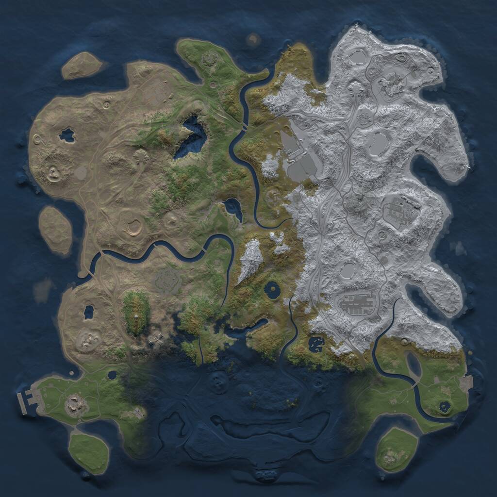 Rust Map: Procedural Map, Size: 4500, Seed: 3729023, 16 Monuments