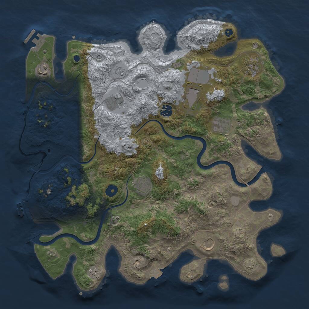 Rust Map: Procedural Map, Size: 3850, Seed: 1158887330, 15 Monuments