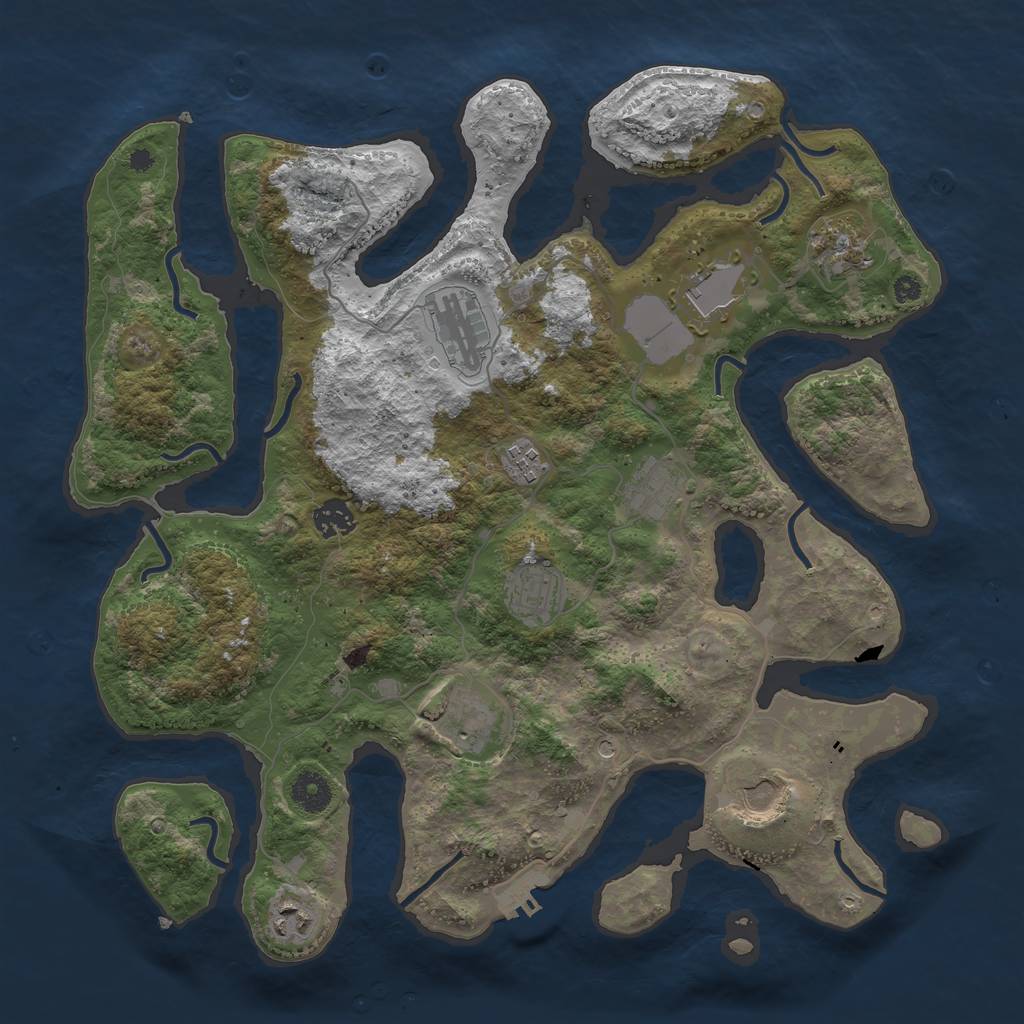 Rust Map: Procedural Map, Size: 3850, Seed: 1158887330, 14 Monuments