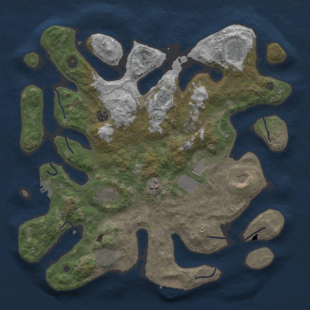 Rust Map: Procedural Map, Size: 4000, Seed: 9616, 14 Monuments