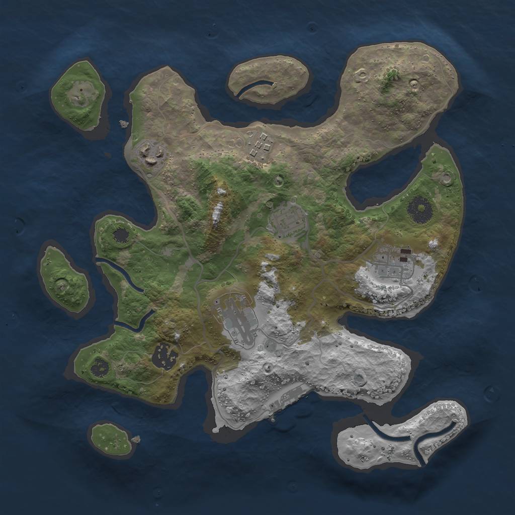 Rust Map: Procedural Map, Size: 3000, Seed: 1853484557, 9 Monuments