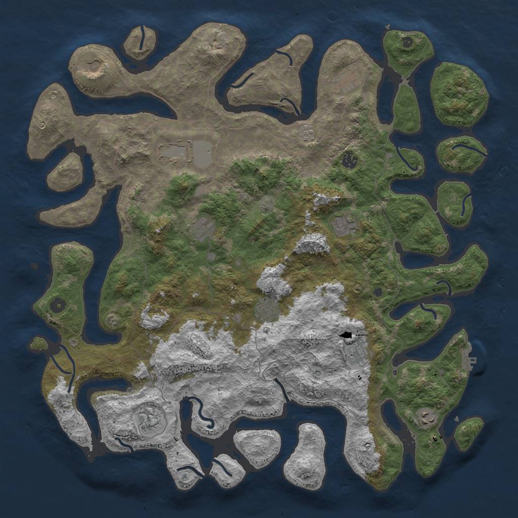 Rust Map: Procedural Map, Size: 5000, Seed: 41441, 15 Monuments