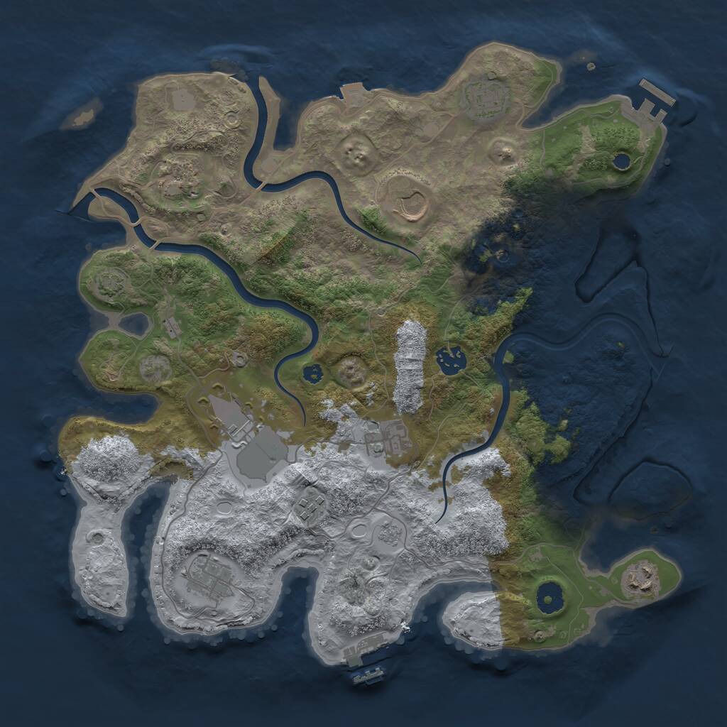 Rust Map: Procedural Map, Size: 3700, Seed: 12122, 15 Monuments