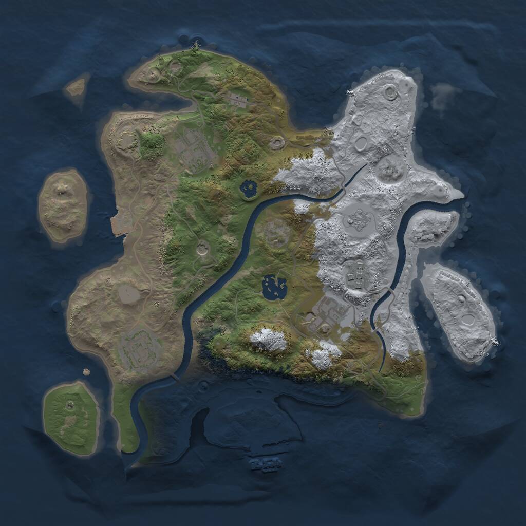 Rust Map: Procedural Map, Size: 3000, Seed: 5311, 10 Monuments