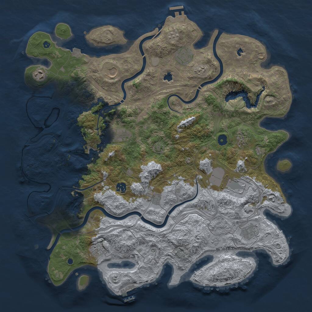 Rust Map: Procedural Map, Size: 4500, Seed: 921201481, 17 Monuments