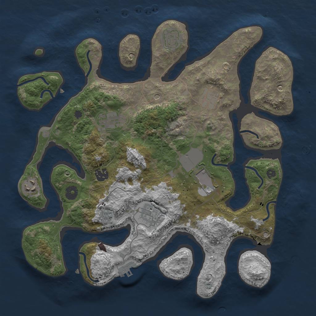 Rust Map: Procedural Map, Size: 3500, Seed: 34839483, 12 Monuments