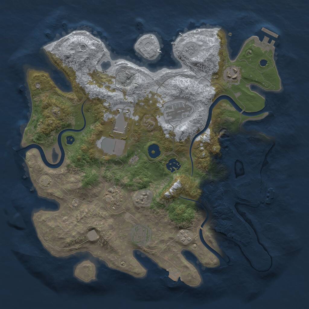 Rust Map: Procedural Map, Size: 3500, Seed: 2005990896, 13 Monuments