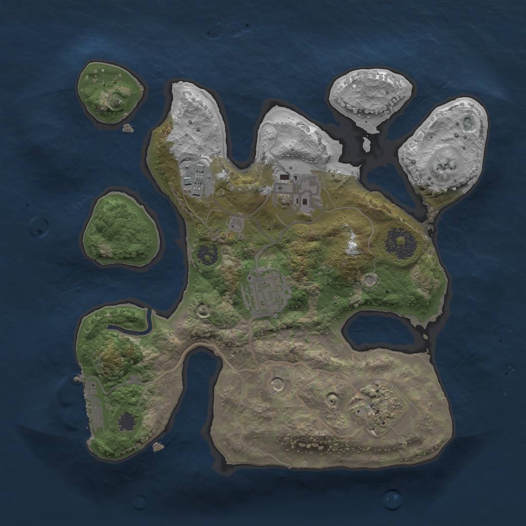 Rust Map: Procedural Map, Size: 2500, Seed: 1485, 8 Monuments