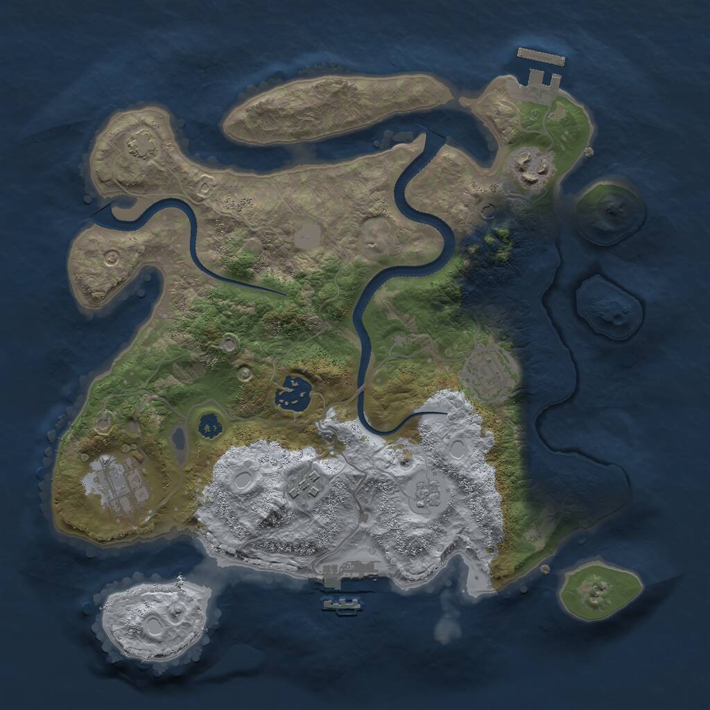 Rust Map: Procedural Map, Size: 3000, Seed: 1025843992, 11 Monuments