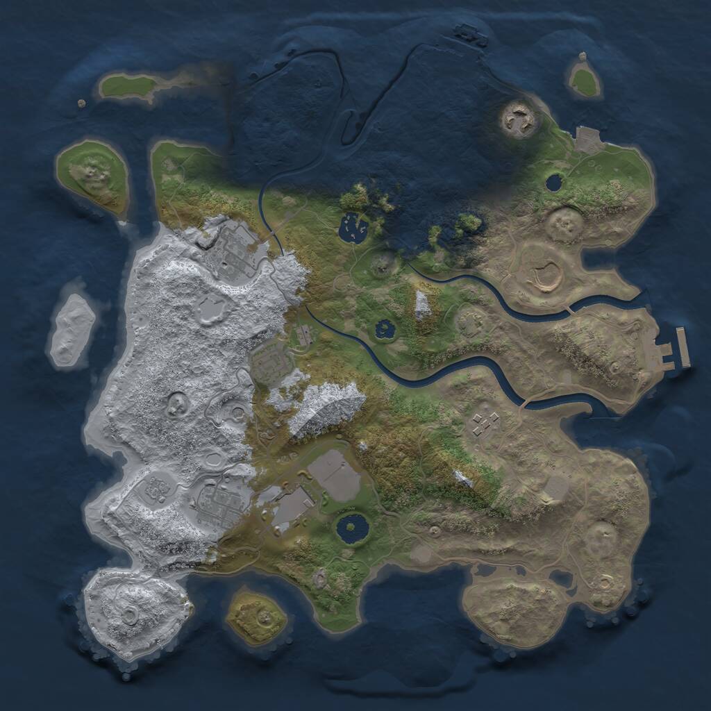 Rust Map: Procedural Map, Size: 3550, Seed: 1404441108, 14 Monuments