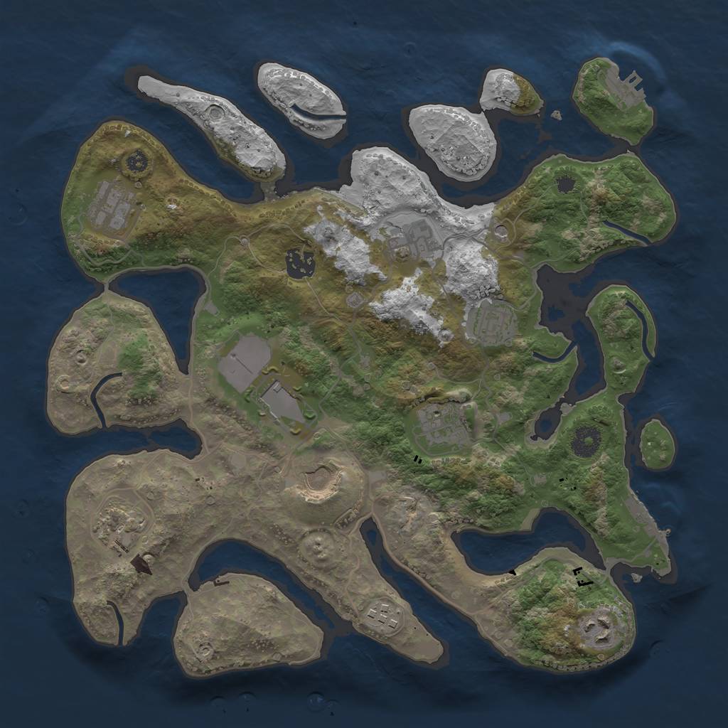 Rust Map: Procedural Map, Size: 3500, Seed: 1331878350, 15 Monuments